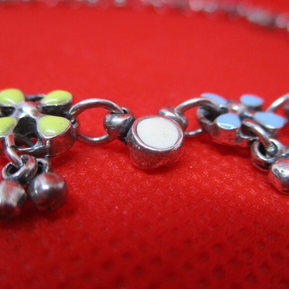 Vintage PHILIPPE AUDIBERT PARIS Enamel Silver Tone Metal Floral Dangle Beaded - Picture 9 of 14